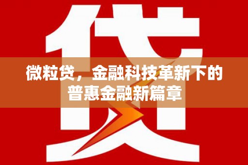 佳木斯微粒贷，金融科技革新下的普惠金融新篇章