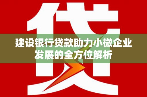 佳木斯建设银行贷款助力小微企业发展的全方位解析